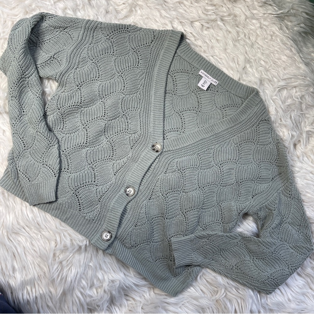 Sincerely Jules Crop Seafoam Cardigan Sweater